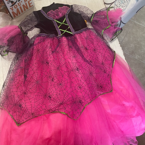 PINK Spider Witch Costume Size 4/5 Y Dress Halloween - Picture 2 of 3